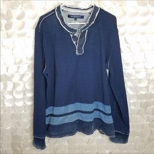 Driftwood JASON Chambray Denim Frayed Tunic Top XX